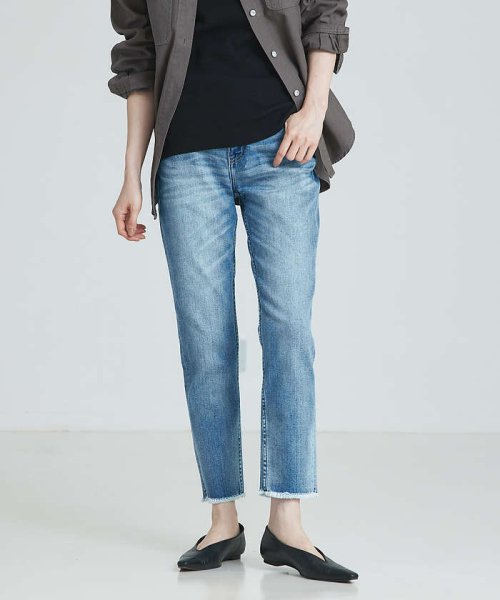 qualite(qualite)/【Healthy denim】ミッドライズテーパードデニム/ライトブルー