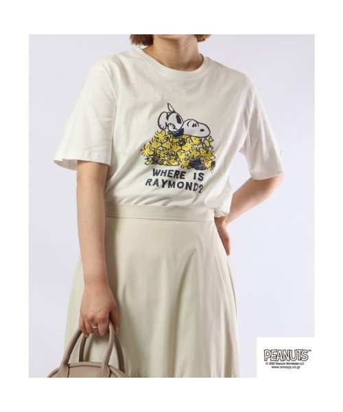  PEANUTS( ピーナッツ)/スヌーピー ウッドストック Tシャツ 半袖 プリント SNOOPY PEANUTS/オフホワイト