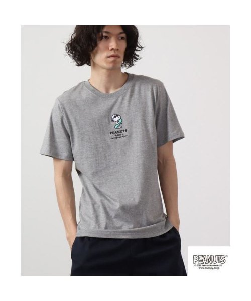  PEANUTS( ピーナッツ)/スヌーピー  Tシャツ 半袖 ワンポイント 刺繍 SNOOPY PEANUTS/杢グレー
