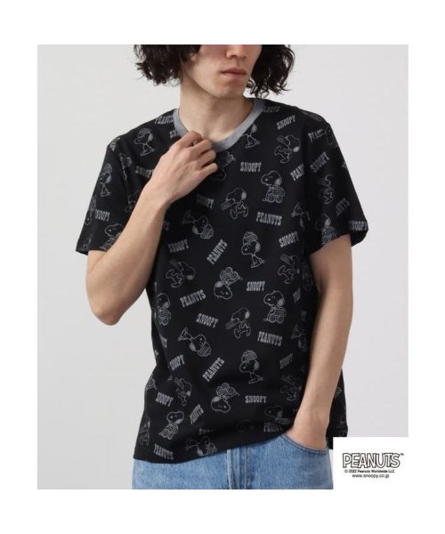  PEANUTS( ピーナッツ)/スヌーピー Tシャツ トップス 半袖 プリント SNOOPY PEANUTS/ブラック