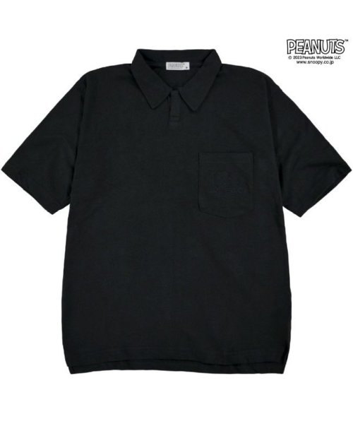  PEANUTS( ピーナッツ)/スヌーピー ポロシャツ シャツ 半袖  刺繍 SNOOPY PEANUTS/ブラック系1