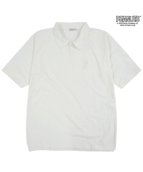  PEANUTS( ピーナッツ)/スヌーピー ポロシャツ シャツ 半袖  刺繍 SNOOPY PEANUTS/オフホワイト