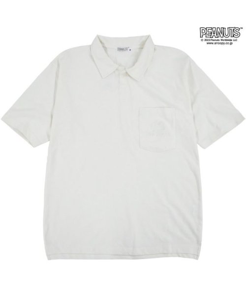  PEANUTS( ピーナッツ)/スヌーピー ポロシャツ シャツ 半袖  刺繍 SNOOPY PEANUTS/オフホワイト