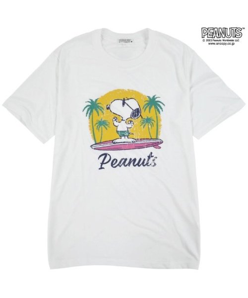  PEANUTS( ピーナッツ)/スヌーピー  Tシャツ 半袖 プリント SNOOPY PEANUTS/ホワイト