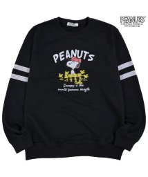  PEANUTS( ピーナッツ)/スヌーピー トレーナー ウッドストック プリント 長袖 SNOOPY PEANUTS/ブラック