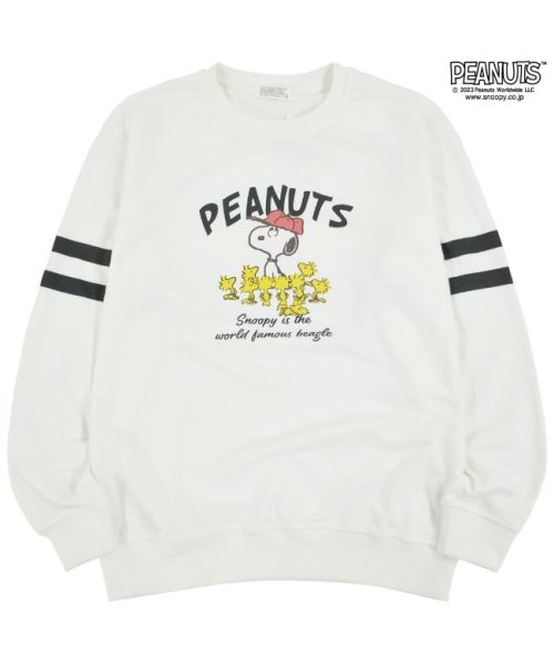  PEANUTS( ピーナッツ)/スヌーピー トレーナー ウッドストック プリント 長袖 SNOOPY PEANUTS/オフホワイト