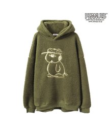  PEANUTS( ピーナッツ)/スヌーピー 刺繍 BIG オラフトレーナー 長袖 ボア SNOOPY PEANUTS/グリーン