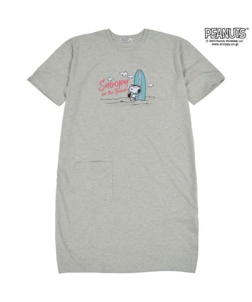  PEANUTS( ピーナッツ)/スヌーピー Tシャツ BIG トップス 半袖 レディース プリント SNOOPY PEANUTS/ライトベージュ