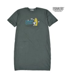  PEANUTS( ピーナッツ)/スヌーピー Tシャツ BIG トップス 半袖 レディース プリント SNOOPY PEANUTS/グリーン