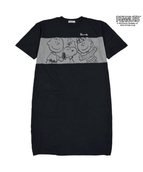  PEANUTS( ピーナッツ)/スヌーピー チャーリーブラウン サリー Tシャツ BIG トップス 半袖 レディース 切替 プリント SNOOPY PEANUTS/杢グレー