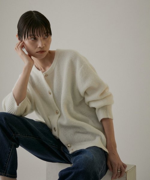 【WEB限定】2WAYメタルボタンモヘヤシャギーカーディガン 