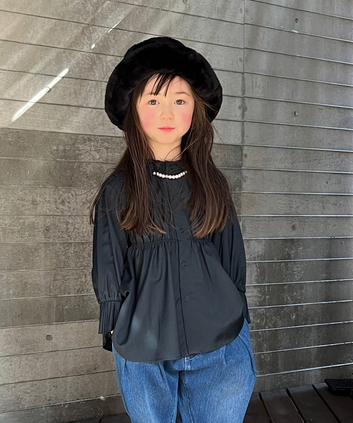GROOVYCOLORS グルーヴィーカラーズ GROOVY COLORS ローン プリーツカラーブラウス チャコールグレー 120cm GROOVYCOLORS グルーヴィーカラーズ GROOVY COLORS ローン プリーツカラーブラウス チャコールグレー 120cm