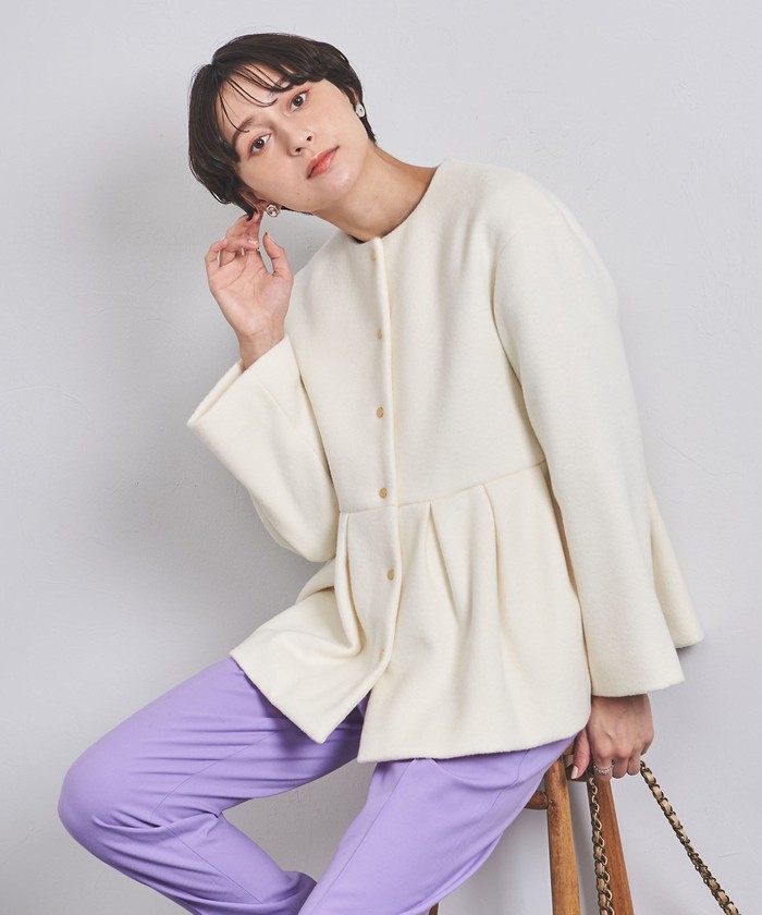 ★韓国★ペプラム バラ　薔薇　デザイン　ショート　コート　ジャケット