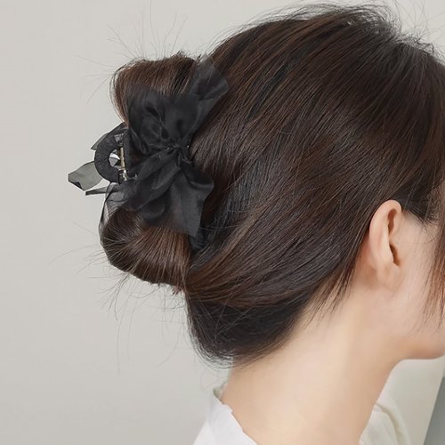 miniministore(ミニミニストア)/バンスクリップ 髪飾り オーガンジー 黒/ブラック
