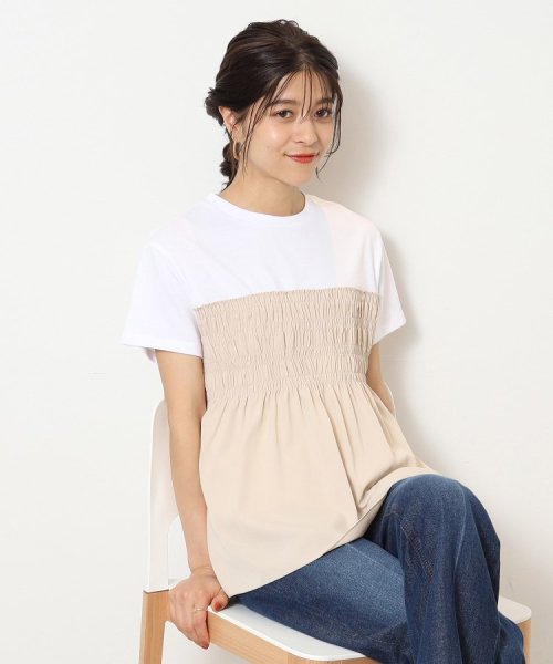 SHOO・LA・RUE　DRESKIP(シューラルー／ドレスキップ)/【接触冷感】シューアイス ビスチェ重ね着風Tシャツ/ライトベージュ（551）