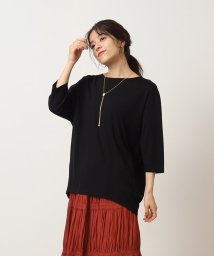 SHOO・LA・RUE/【7分袖／晩夏も】とろみ素材 バックタック ゆるシルエットTシャツ/505486889