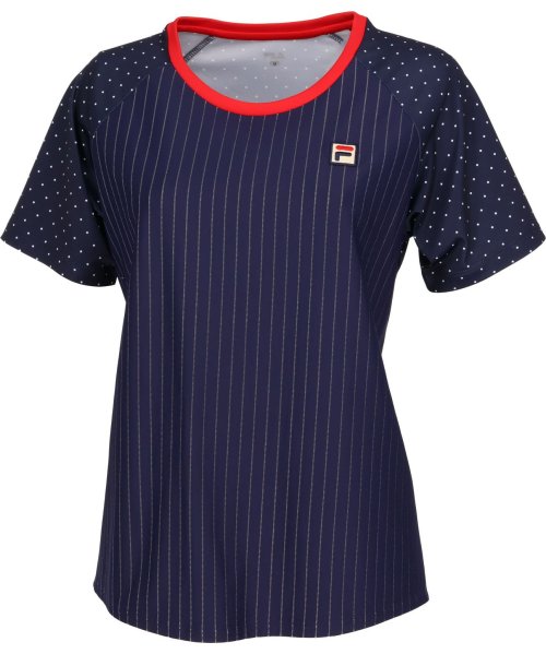 FILA（ZETT Ladies）(フィラ（ゼット　レディース）)/【テニス】ドッキング クルーネック Tシャツ レディース/ネイビー