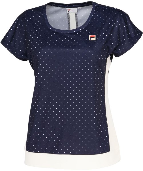 FILA（ZETT Ladies）(フィラ（ゼット　レディース）)/【テニス】サイドライン スクエアドット クルーネック Tシャツ レディース/ネイビー