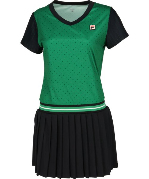 FILA（ZETT Ladies）(フィラ（ゼット　レディース）)/【テニス】スクエアドット Vネックワンピース レディース/グリーン