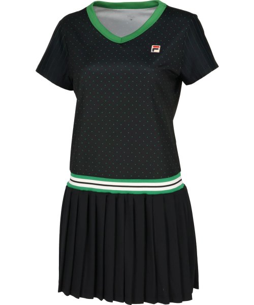 FILA（ZETT Ladies）(フィラ（ゼット　レディース）)/【テニス】スクエアドット Vネックワンピース レディース/ブラック