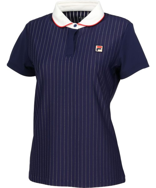 FILA（ZETT Ladies）(フィラ（ゼット　レディース）)/【テニス】ストライプジャガード ポロシャツ レディース/ネイビー