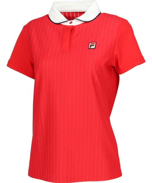 FILA（ZETT Ladies）(フィラ（ゼット　レディース）)/【テニス】ストライプジャガード ポロシャツ レディース/レッド