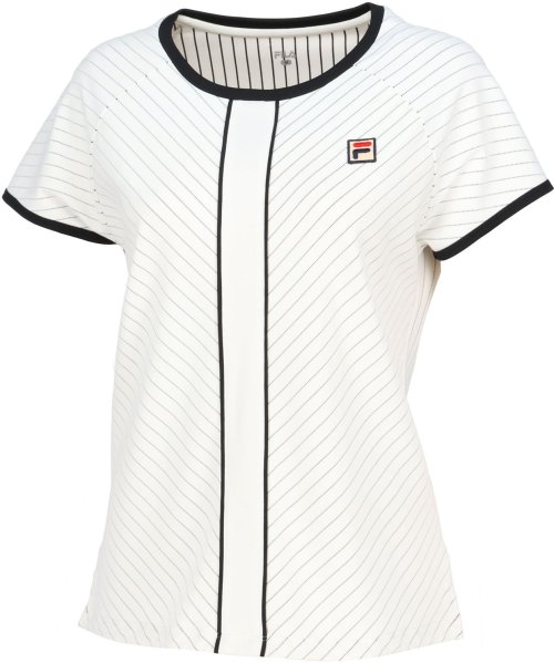 FILA（ZETT Ladies）(フィラ（ゼット　レディース）)/【テニス】ストライプジャガード バイアス ラウンドネック Tシャツ レディース/オフホワイト