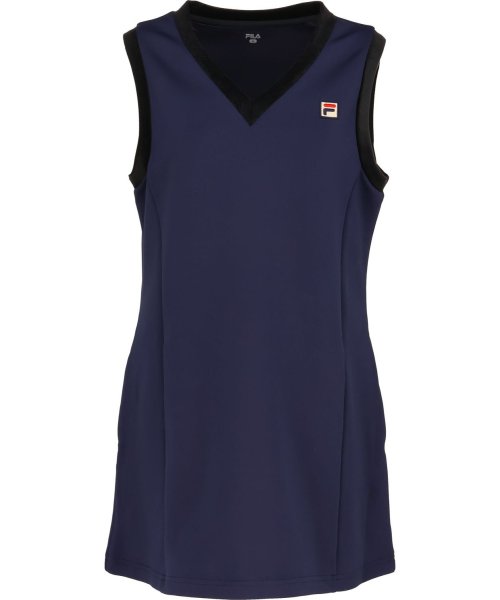 FILA（ZETT Ladies）(フィラ（ゼット　レディース）)/【テニス】無地 ノースリーブ Vネックワンピース レディース/ネイビー