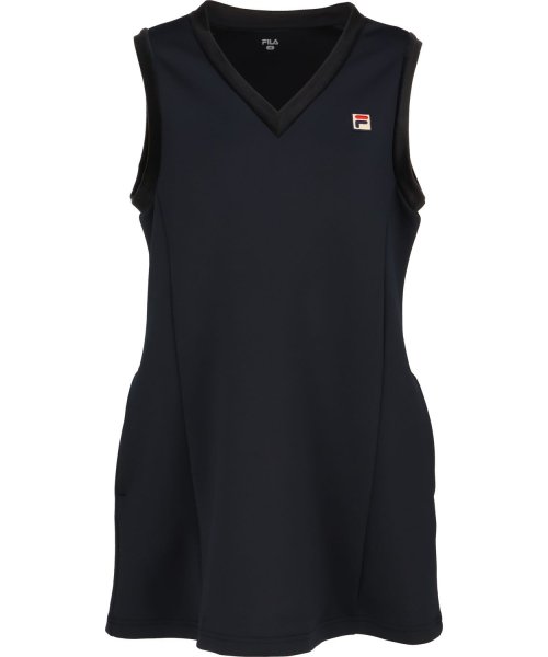 FILA（ZETT Ladies）(フィラ（ゼット　レディース）)/【テニス】無地 ノースリーブ Vネックワンピース レディース/ブラック