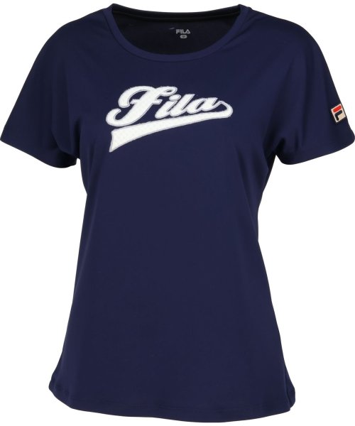 FILA（ZETT Ladies）(フィラ（ゼット　レディース）)/【テニス】もこもこ裏毛ロゴ アップリケ Tシャツ レディース/ネイビー