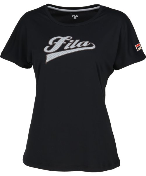 FILA（ZETT Ladies）(フィラ（ゼット　レディース）)/【テニス】もこもこ裏毛ロゴ アップリケ Tシャツ レディース/ブラック