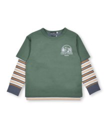 BeBe(ベベ)/キャンプロゴTシャツ×マルチボーダーTシャツセット(90~150cm)/グリーン