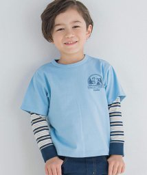 BeBe(ベベ)/キャンプロゴTシャツ×マルチボーダーTシャツセット(90~150cm)/ブルー