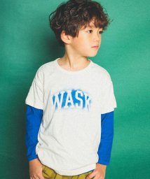 WASK(ワスク)/ロゴプリントデニムポケットリバーシブルTシャツ(100~160cm)/オフホワイト系