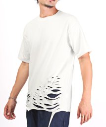 LUXSTYLE(ラグスタイル)/ダメージ加工半袖Tシャツ/Tシャツ メンズ レディース 半袖 ダメージ 穴あき ゆったり トップス カットソー/ホワイト