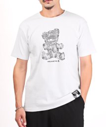 LUXSTYLE(ラグスタイル)/Hollywood rich.&(ハリウッドリッチ)ドットベアラインストーン半袖Tシャツ/Tシャツ メンズ 半袖  テディベア ロゴ ラインストーン/ホワイト