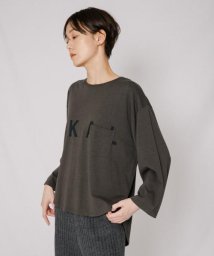 EKAL(EKAL)/ロゴロングテール8分袖Tシャツ/INKBLACK