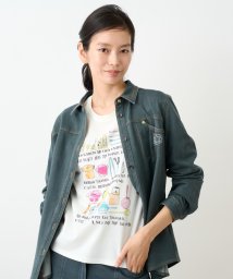 CARA　O　CRUZ/洗える アップリケ刺繍のデニムジャージシャツ/505432396