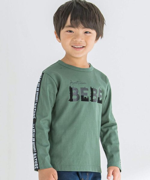 BeBe(ベベ)/フロッキープリントロゴTシャツ(80~150cm)/グリーン