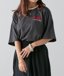 NICE CLAUP OUTLET(ナイスクラップ　アウトレット)/人気シリーズ、楕円リンガーTシャツ/スミクロ