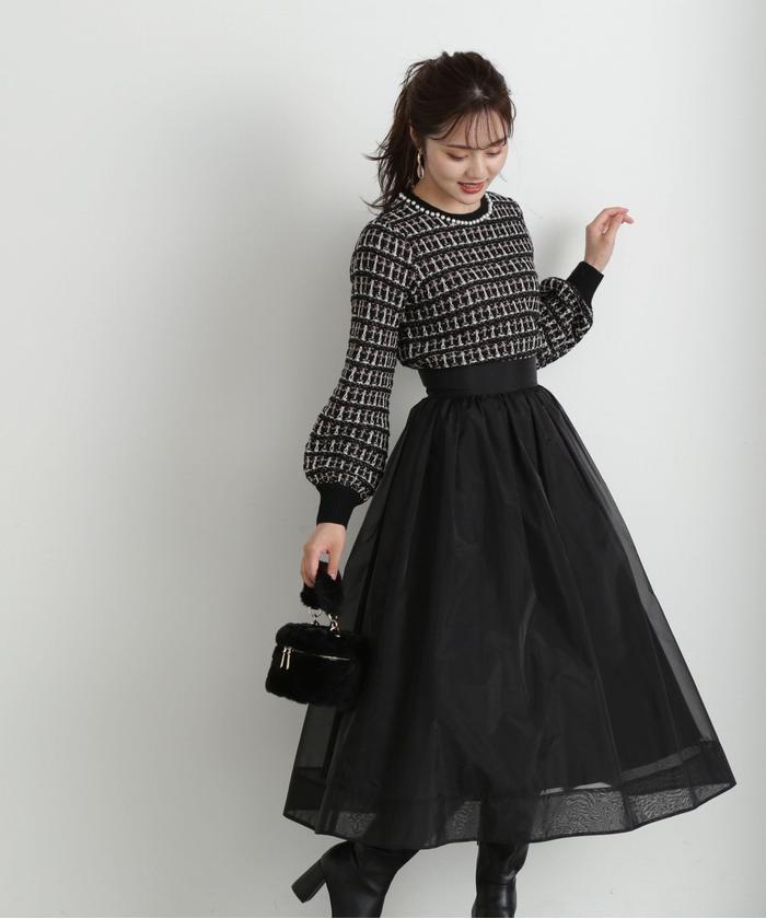 ギャザー・フレアスカート(ブラック・黒色)のファッション通販 - MAGASEEK