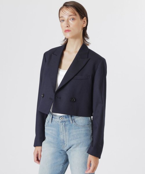 【ドラマ着用商品】ボックスクロップドジャケット 裏地 表地 ブラウン