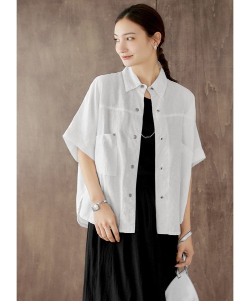 STYLE DELI(スタイルデリ)/綿麻スナップボタンシャツジャケット/ホワイト