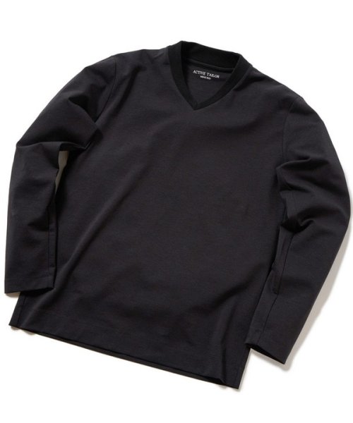 Men's Bigi(メンズビギ)/【ACTIVE TAYLOR】シルケットスムースVネックロングTシャツ/ブラック