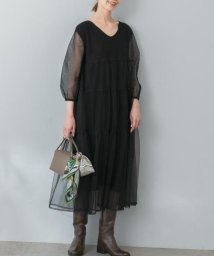 URBAN RESEARCH ROSSO(URBAN　RESEARCH　ROSSO)/TORRAZZO DONNA　ニット×オーガンジーリバーシブルワンピース/BLACK