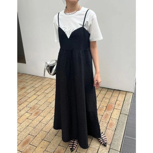 神山まりあさん着用][低身長サイズ有]カットジャガードキャミ 