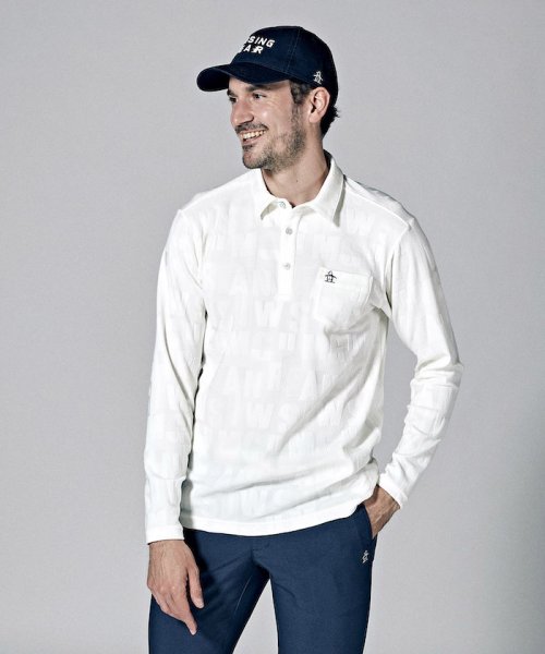 Munsingwear(マンシングウェア)/ストレッチジャカードロゴ長袖シャツ【アウトレット】/ホワイト