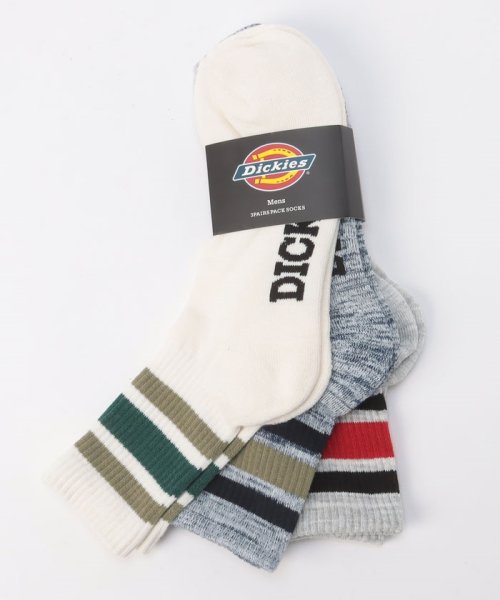 Dickies(Dickies)/Dickies 3ラインスラブクォーター丈ソックス 3足セット/アソート