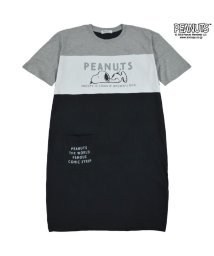  PEANUTS( ピーナッツ)/スヌーピー チャーリーブラウン サリー Tシャツ BIG トップス 半袖 レディース 切替 プリント SNOOPY PEANUTS/オフホワイト