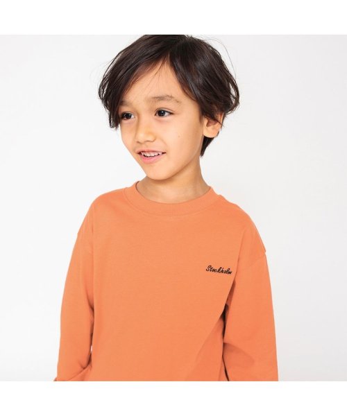 BRANSHES(ブランシェス)/ワンポイント刺繍長袖Tシャツ ロンT/オレンジ